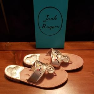 Jack Rogers "Holly Jolly" Jacks Size 10 Platinum